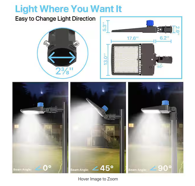 Lumen LED Shoebox Parking Lot Work Light Dusk to Dawn Photocell Outdoor Pole Mounted